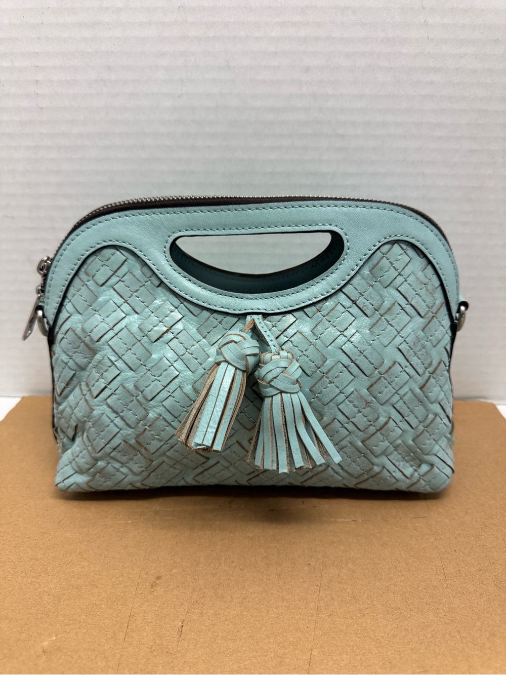 Patricia Nash Sora Braided Stitch Leather Cutout Satchel
